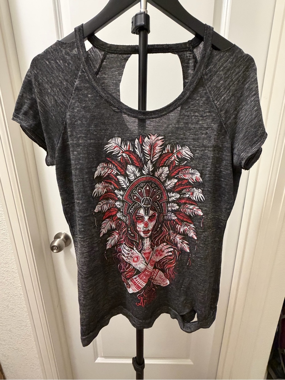 Women’s Affliction Secret ArtistCharcoal Short-Sleeve Graphic Tee